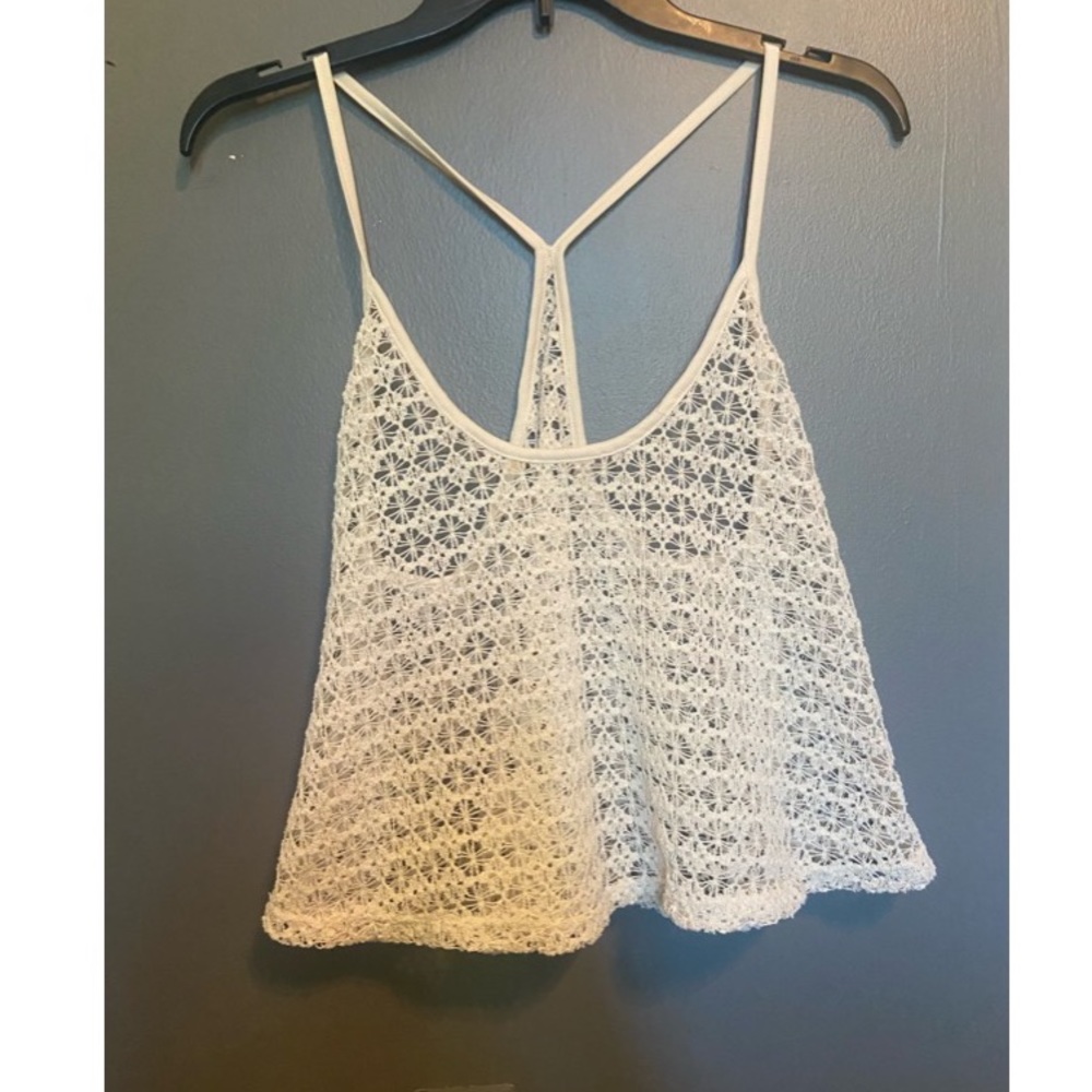 White see through design tank top